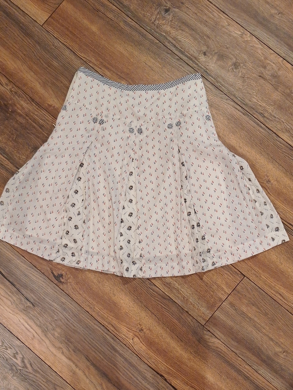 Vintage Antropologie Odille Anchor Pleated Skirt